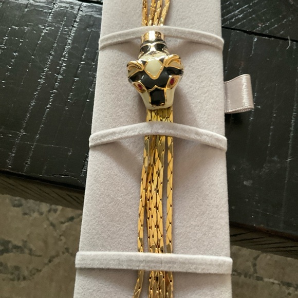 Gucci Jewelry - Gucci Gold Multi-Strand Panther Head Bracelet with Black, White and Red Accents